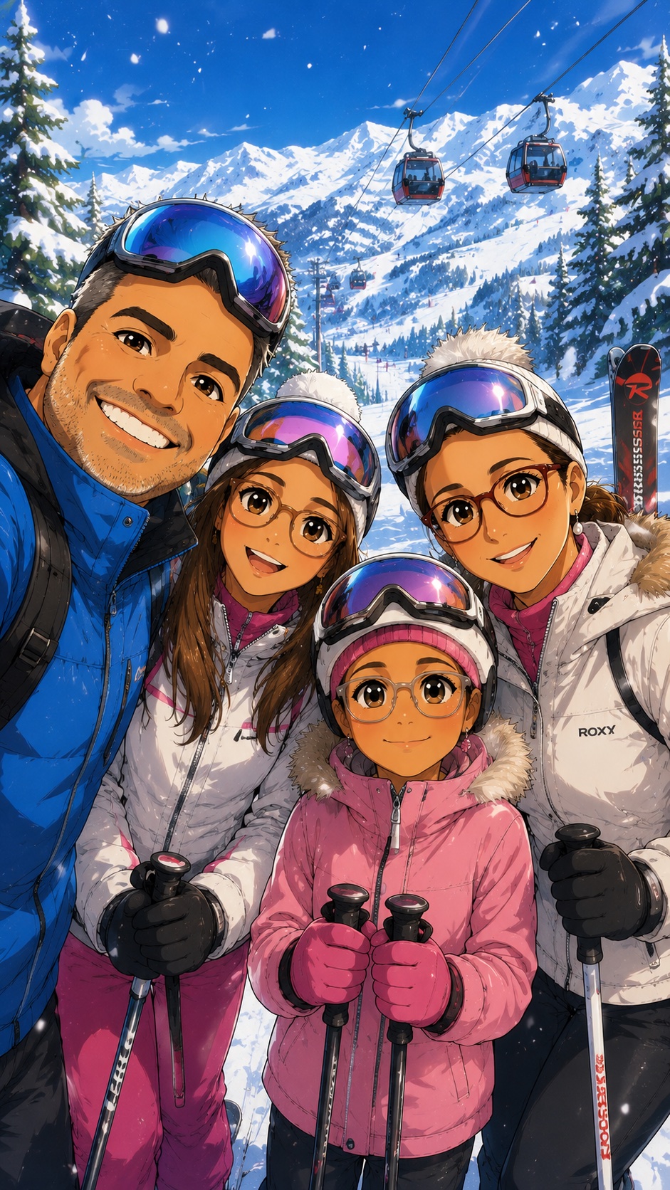 Familia Medina Naranjo en la nieve